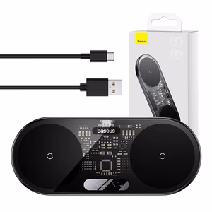 Dual Qi wireless laadija Baseus Digital LED Display, 20W