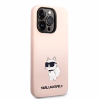 Karl Lagerfeld Silicone Choupette ümbris jaoks iPhone 14 Pro Max - roosa