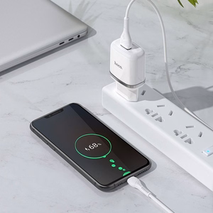 Phone Laadija Hoco USB A QC3.0 3A 18W + Kaabel USB A to Micro USB N3 valge