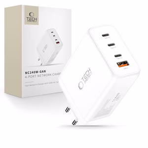 Tech-Protect NC240W-GaN 4-portiline 240W seinalaadija - valge