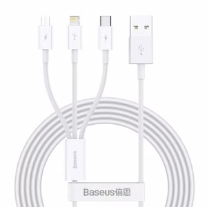 USB-kaabel Baseus 3in1 Superior valge 150 cm kuni 3.5A