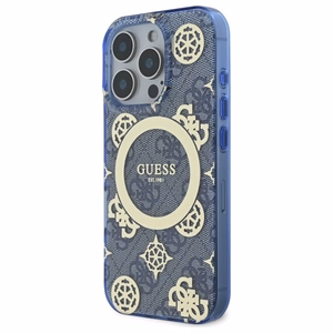 Guess IML Peony jaoks 4G Background MagSafe Ümbris jaoks iPhone 16 Pro - sinine