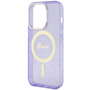 Guess GUHMP14XHCMCGU iPhone 14 Pro Max 6.7" lilla/lilla hardcase Glitter kuldne MagSafe
