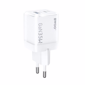 BWOO GaN wall laadija CDA222 PD 35W 1 x USB 1 x USB-C, valge