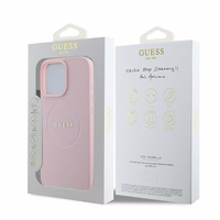 Guess MagSafe Grained Kuldne Ring iPhone 15 Pro Max Ümbris - Roosa