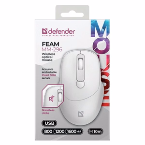 MOUSE DEFENDER FEAM MM-296 RF SILENT valge
