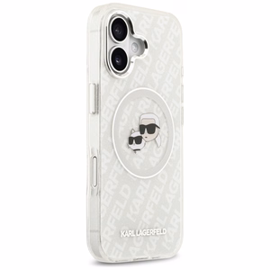 Karl Lagerfeld IML Glitter Karl & Choupette Heads Logo MagSafe iPhone 17 Ümbris - Hall