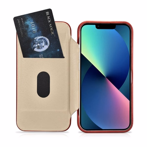 Чехол iCarer CE Oil Wax Premium Leather Folio для iPhone 14 Plus магнитный с откидной крышкой MagSafe красный