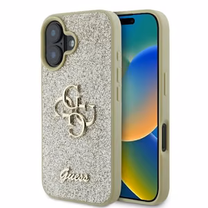 GUESS ümbris jaoks IPHONE 16 Plus GUHCP16MHG4SGD (Fixed Glitter Big 4G) kuldne