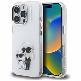 Karl Lagerfeld IML Aquarelle Karl & Choupette & Logo Ümbris jaoks iPhone 16 Pro Max - valge