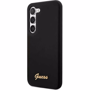 Guess GUHCS23SSLSMK S23 S911 чёрный/чёрный жёсткий чехол Silicone Vintage с золотым логотипом