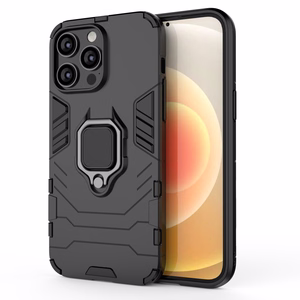 Ring Armor ümbris iPhone 14 Pro Maxi jaoks soomustatud kate magnetiline hoidja rõngas must