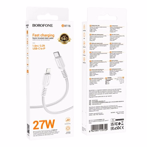 Кабель Borofone BX116 USB-C на Lightning 1.0m белый