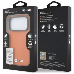 BMW ümbris for IPHONE 17 Pro Max ühilduv MagSafe BMHMP17X25PFWKCKO (PU W/ Metal Logo) oranž