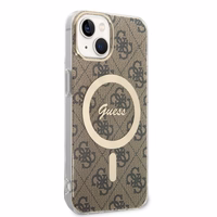 Set Guess GUBPP14SH4EACSW Ümbris+ Charger iPhone 14 6.1" brown/brown hard ümbris 4G Print MagSafe