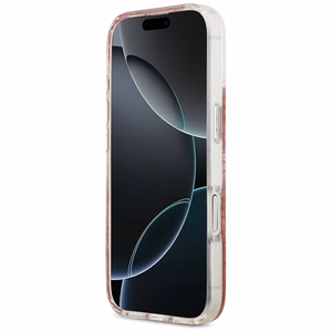 Guess Resin Bottom Glitter MagSafe ümbris iPhone 17 jaoks - roosa