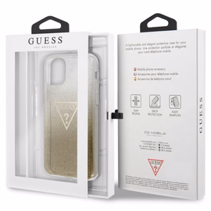 Guess GUHCN65SGTLGO kõva ümbris iPhone 11 Pro Max Glitter Triangle – kuldne