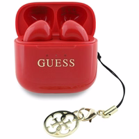 Guess Glossy Effect Printed Classic Logo & Charm TWS headphones - punane