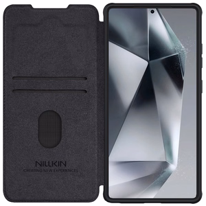 Nillkin Qin Pro Ümbris jaoks Samsung Galaxy S25 Ultra with Flip and Camera Cover - must