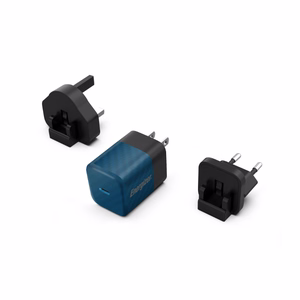 Energizer Ultimate A20MUBL GaN reisilaadija EU / UK / US pistikutega, USB-C, 20 W PD, sinine