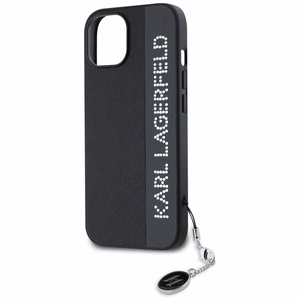 Karl Lagerfeld Saffiano Rhinestones & Charm ümbris jaoks iPhone 15 / 14 / 13 - must