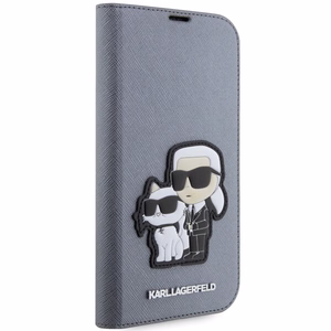 Karl Lagerfeld KLBKP14LSANKCPG iPhone 14 Pro 6.1" bookcase hõbedane/hõbedane Saffiano Karl & Choupette