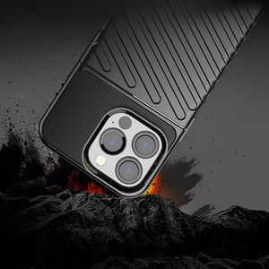 Thunder Case Paindlik ja vastupidav TPU ümbris iPhone 13 Pro jaoks must