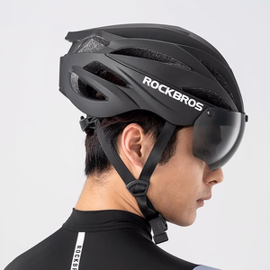 Rockbros jalgrattakiiver visiiri ja eemaldatavate UV-kaitseprillidega, unisex - must/pruun
