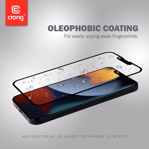 Crong Anti-Bacterial 3D Armor Glass 9H karastatud ekraanikaitseklaas seadmele iPhone 14 Plus / 13 Pro Max, paigaldusraamiga