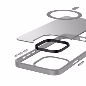 Crong Hybrid Frost MAG Cover ümbris seadmele iPhone 15 Pro, MagSafe'iga ühilduv, hall