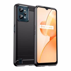 Carbon Case ümbris Realme C31 jaoks paindlik silikoonist süsinikkate must