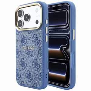 Guess Embossed 4G Classic MagSafe ümbris iPhone 17 Pro Max / 18 Pro Max jaoks, sinine