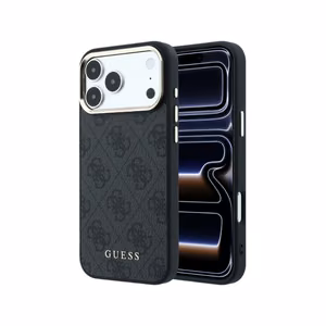 Guess PU Leather 4G Gold Frame MagSafe ümbris Apple iPhone 18 Pro Max telefonile, must