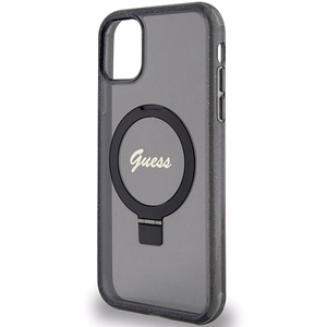 Guess Ring Stand Script Glitter MagSafe ümbris jaoks iPhone 11 / Xr - must