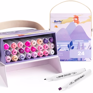 Double-sided Marker Pens ARRTX Alp, 24 Colours, lilla tone shade