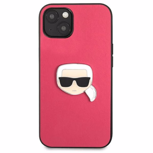 Karl Lagerfeld Leather Ikonik Karl's Head Metal Case for iPhone 13 mini - Pink
