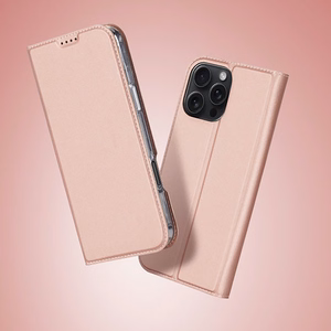 DUX DUCIS wallet ümbris SKIN PRO jaoks IPHONE 16 Pro Max roosa