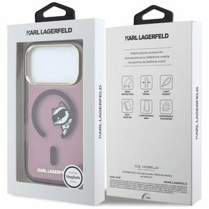 Karl Lagerfeld Peekaboo Logo ümbris seadmele iPhone 18 Pro Max / 17 Pro Max, MagSafe-ühilduv – bordoopunane