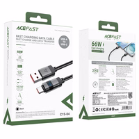 Acefast C15-04 USB-A - USB-C kaabel ekraaniga 480Mb/s 66W 1.2m - must