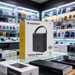 Wozinsky W8-B 100000mAh 30W akupank, 2xUSB-A, 2xUSB-C, taskulambiga, must