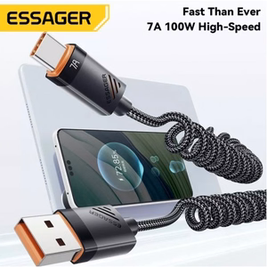 USB Kaabel Essager Chuan3 must Type-C 180cm (kuni 7A)