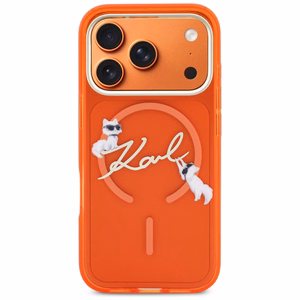 Karl Lagerfeld IML Choupettes Karl Script Logo MagSafe Ümbris for iPhone 17 Pro Max - oranž
