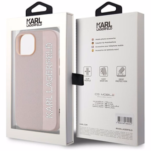 Karl Lagerfeld Saffiano Rhinestones & Charm ümbris jaoks iPhone 15 / 14 / 13 - roosa
