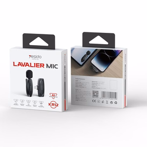 YESIDO MICROPHONE MEMS WITH CLIP KR12 LIGHTNING JUHTMEVABA 2,4GHz, must