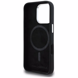 Чехол Karl Lagerfeld Silicone Karl & Choupette Sketch MagSafe для iPhone 16 Pro чёрный
