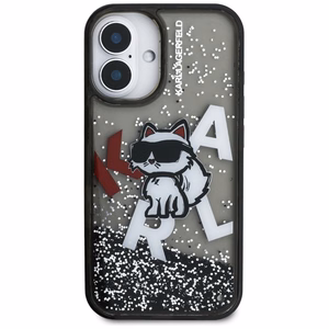 Karl Lagerfeld Liquid Glitter Choupette Logo iPhone 16 Ümbris - must