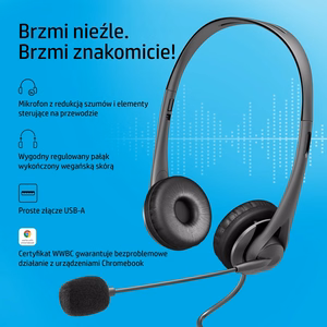 HP Stereo USB peakomplekt G2 juhtmega peapael kontorile/kõnekeskusele must