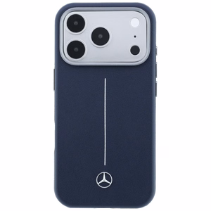 Mercedes nahk Iconic Line MagSafe ümbris iPhone 17 Pro Max - tumesinine