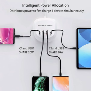 Travel laadija T3P+ - 2xType C + 2xUSB - QC + PD 40W valge