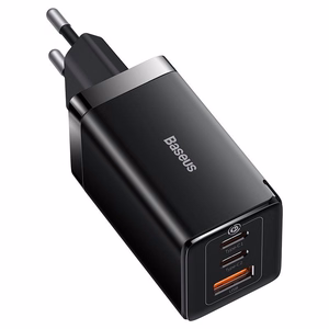 Wall laadija Baseus GaN5 Pro 2xUSB-C + USB, 65W (must)